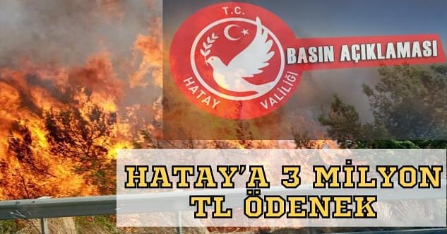 HATAY’A 3 MİLYON TL ÖDENEK