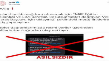 MEB’den vatandaşlara ‘tablet mesajı’ uyarısı