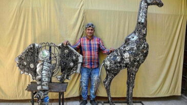 Belçika’dan sipariş aldı, atık hurdaları sanat eserine dönüştürüyor