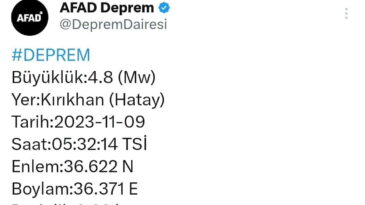 4,8 Büyüklüğünde Deprem Meydana Geldi