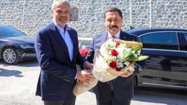 HBB BAŞKANI MEHMET ÖNTÜRK, HATAY VALİSİ MUSTAFA MASATLI’YI AĞIRLADI