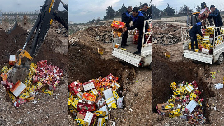 REYHANLI’DA RAFLARDA SATILMAYI BEKLEYEN 465 KİLOGRAM ÜRÜN TOPRAĞA GÖMÜLEREK İMHA EDİLDİ
