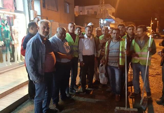 Başkan Hacıoğlu Belediye Temizlik İşçilerinin Çalışmalarını Yerinde İnceledi
