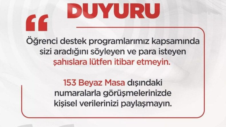 BAŞKAN ÖNTÜRK’TEN DOLANDIRICILIK UYARISI