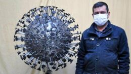 Koronavirüsün heykelini yaptı
